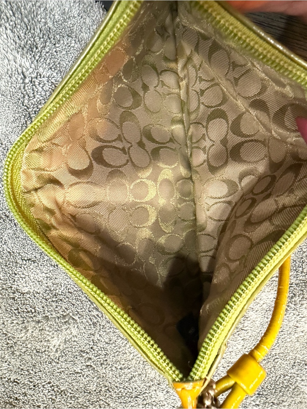Coach Yellow lime green Patent Leather Wristlet - Picture 6 of 6